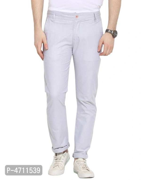 Stylish Cotton Off White Solid Smart Fit Chinos For Men - Off White, 36 inches