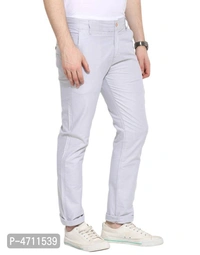 Stylish Cotton Off White Solid Smart Fit Chinos For Men - Off White, 36 inches
