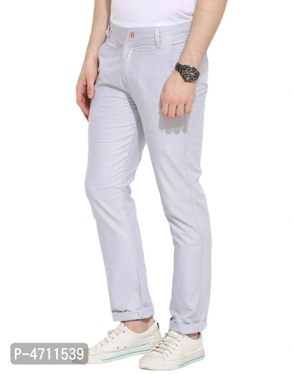 Stylish Cotton Off White Solid Smart Fit Chinos For Men - Off White, 38 inches