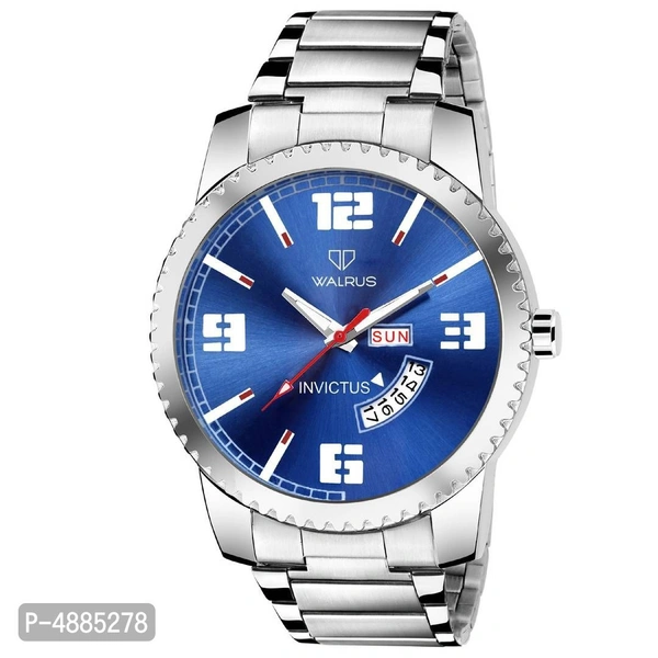 Invictus IV Series Blue Dial Men Metallic Wristwatch With Day & Date Function - Blue
