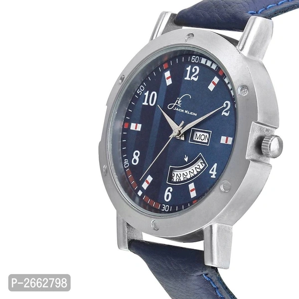 Day and Date Blue Synthetic Leather  Watch for Men - Blue