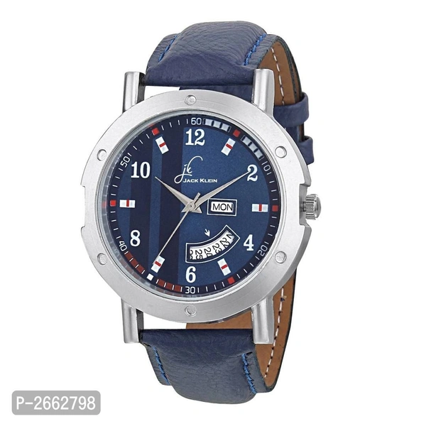 Day and Date Blue Synthetic Leather  Watch for Men - Blue