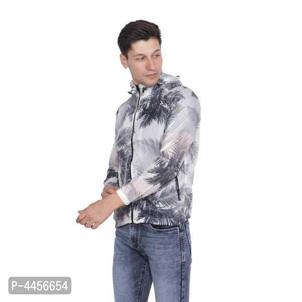 Branded High Quality Flower Printed Black Jacket For Men's & Boy's. - M(42 inches)