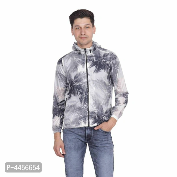 Branded High Quality Flower Printed Black Jacket For Men's & Boy's. - M(42 inches)