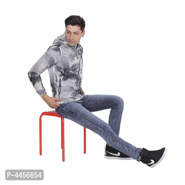 Branded High Quality Flower Printed Black Jacket For Men's & Boy's. - M(42 inches)