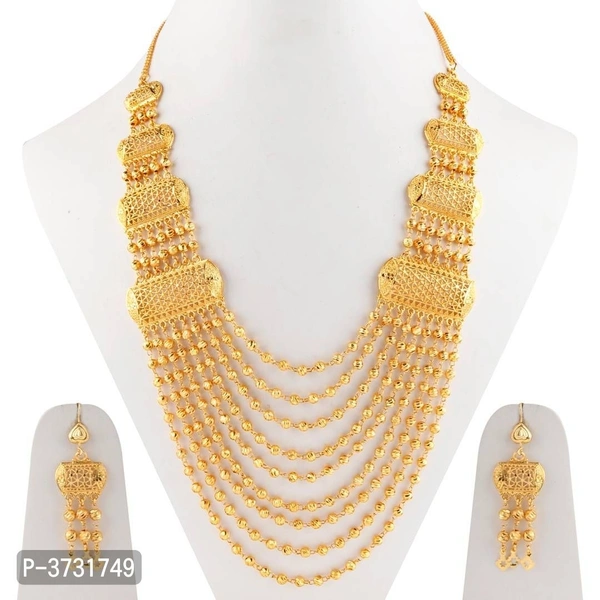 Fashionable Golden Base Metal Women Jewellery Set - GOLDEN