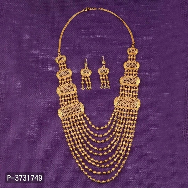 Fashionable Golden Base Metal Women Jewellery Set - GOLDEN