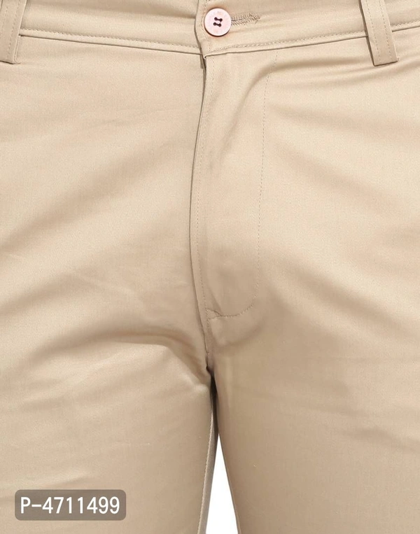 Stylish Cotton Beige Solid Smart Fit Chinos For Men - Beige, 36 inches