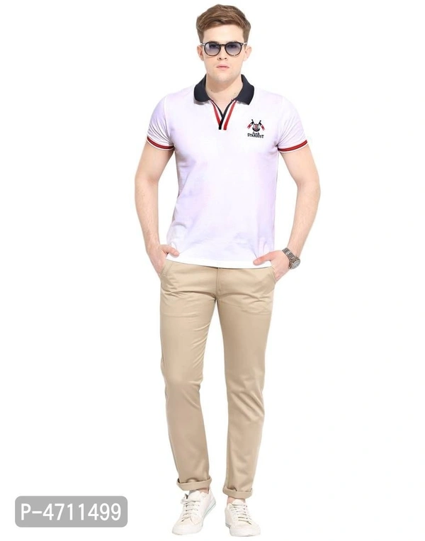 Stylish Cotton Beige Solid Smart Fit Chinos For Men - Beige, 38 inches