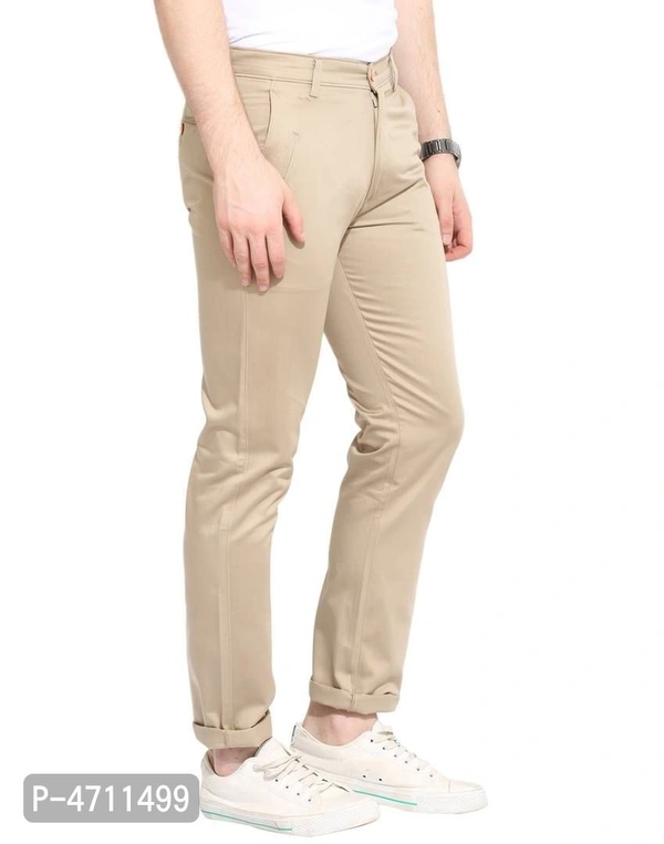 Stylish Cotton Beige Solid Smart Fit Chinos For Men - Beige, 38 inches
