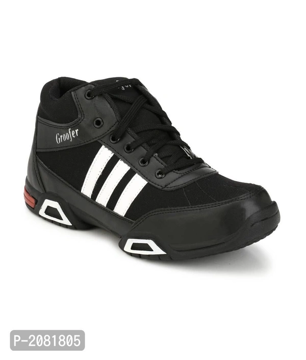 Men's Black & White High Top Running Shoes - Black, UK7