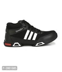 Men's Black & White High Top Running Shoes - Black, UK9