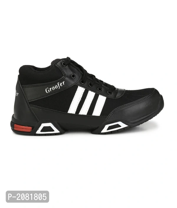 Men's Black & White High Top Running Shoes - Black, UK9