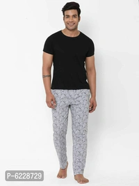 Stylish Grey Cotton Printed Lounge Pants For Men - Grey, L(38 inches)