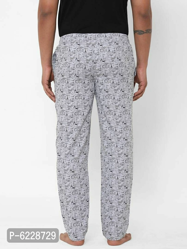 Stylish Grey Cotton Printed Lounge Pants For Men - Grey, L(38 inches)