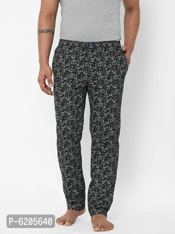 Stylish Black Cotton Printed Lounge Pants For Men - Black, S(30 inches)