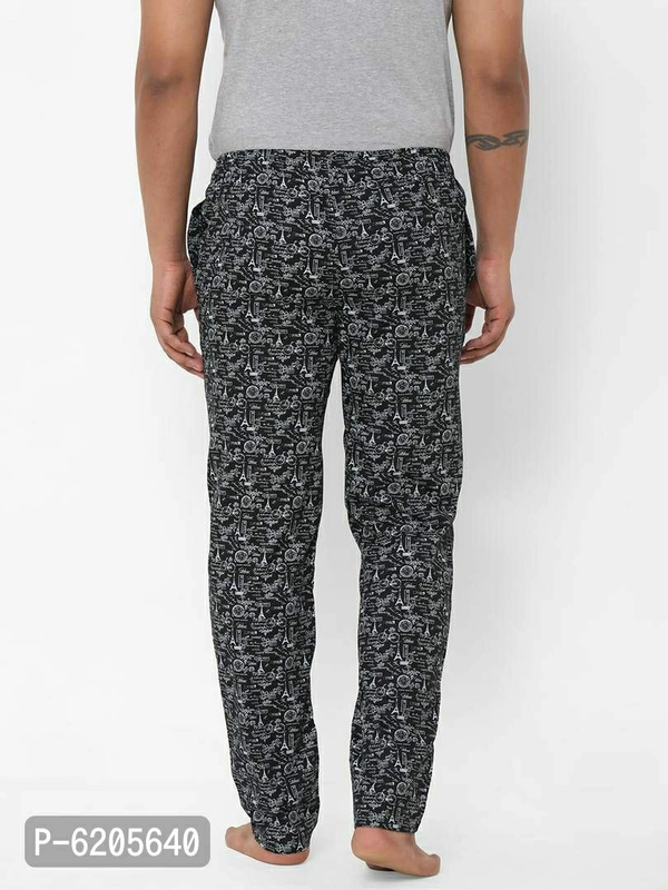 Stylish Black Cotton Printed Lounge Pants For Men - Black, S(30 inches)