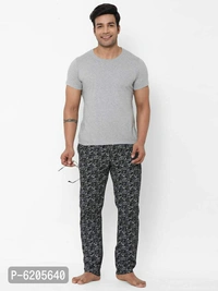 Stylish Black Cotton Printed Lounge Pants For Men - Black, S(30 inches)