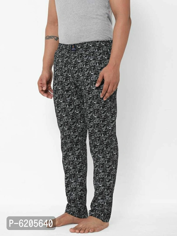 Stylish Black Cotton Printed Lounge Pants For Men - Black, S(30 inches)