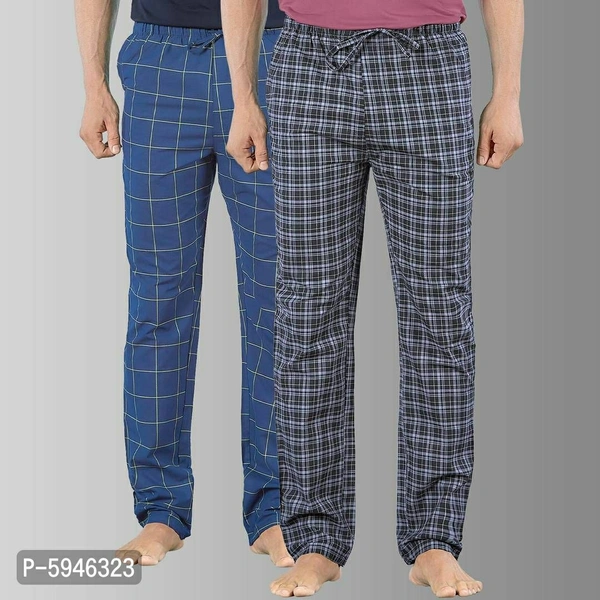 Stylish Super Combed Cotton Premium Checked Pajama for Men (Pack of 2) - Multicolour, XL(40 INCHES)