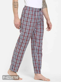 Stylish Blue Cotton Checked Lounge Pants For Men - Multicolour, S(30 inches)