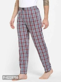 Stylish Blue Cotton Checked Lounge Pants For Men - Multicolour, S(30 inches)