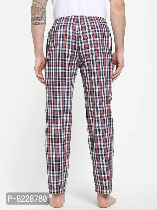Stylish Blue Cotton Checked Lounge Pants For Men - Multicolour, S(30 inches)