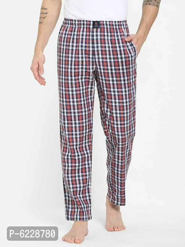 Stylish Blue Cotton Checked Lounge Pants For Men - Multicolour, M(34 inches)