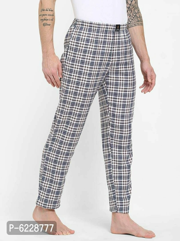 Stylish Blue Cotton Checked Lounge Pants For Men - Multicolour, S(30 inches)