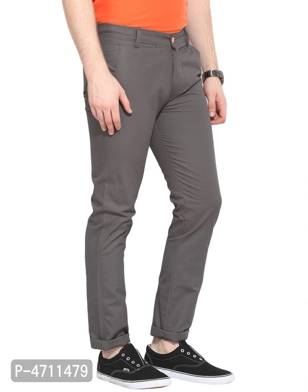Stylish Cotton Grey Solid Smart Fit Chinos For Men - Grey, 32 inches