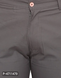 Stylish Cotton Grey Solid Smart Fit Chinos For Men - Grey, 32 inches