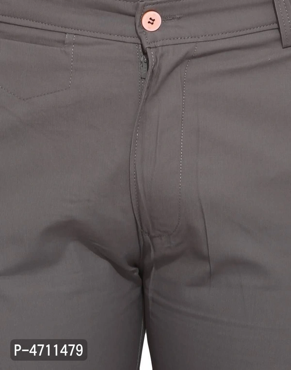 Stylish Cotton Grey Solid Smart Fit Chinos For Men - Grey, 32 inches