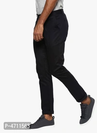 Stylish Cotton Black Solid Smart Fit Chinos For Men - Black, 30 inches