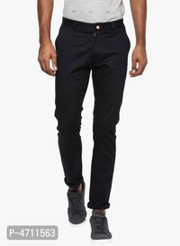 Stylish Cotton Black Solid Smart Fit Chinos For Men - Black, 34 inches