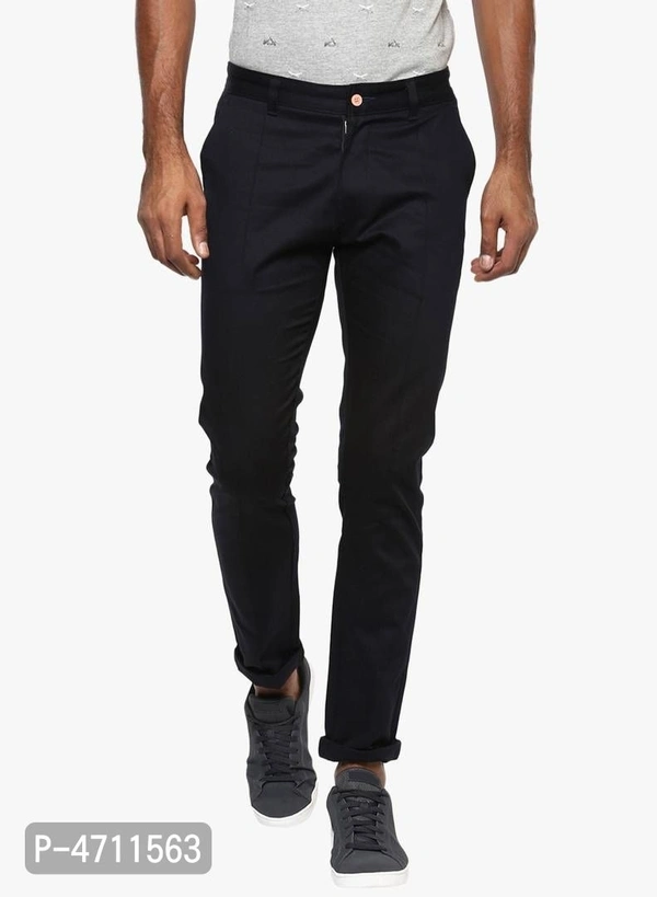 Stylish Cotton Black Solid Smart Fit Chinos For Men - Black, 34 inches
