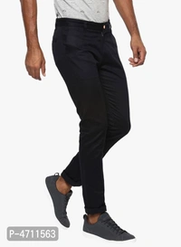 Stylish Cotton Black Solid Smart Fit Chinos For Men - Black, 38 inches