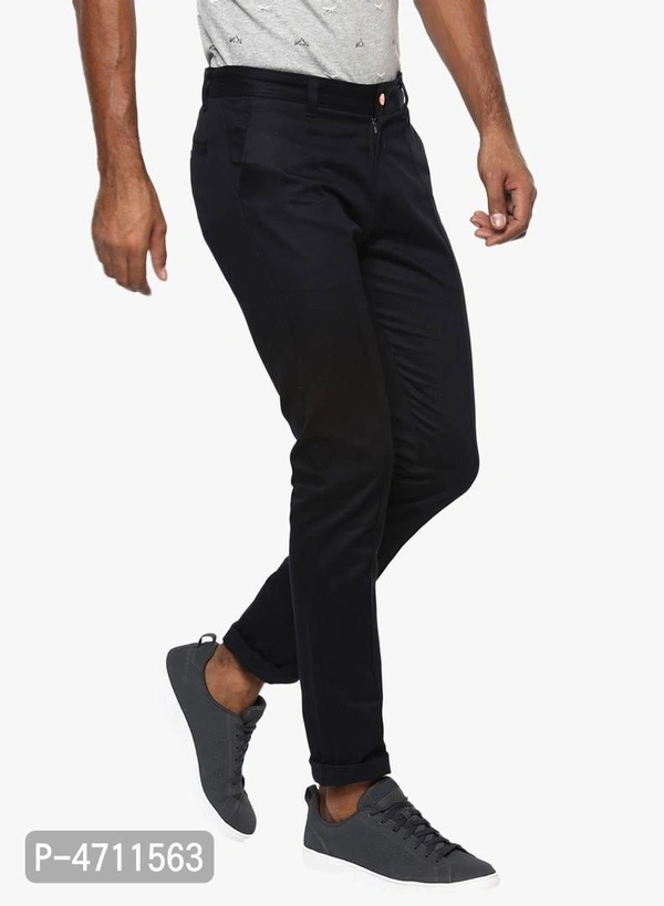 Stylish Cotton Black Solid Smart Fit Chinos For Men - Black, 38 inches