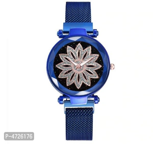 New Luxurious Looking Magnet Blue Buckle Starry sky Quartz Watches For Girls  21st century Magnetic Chain Belt Analog Watch - For Girls - Blue