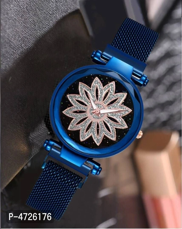 New Luxurious Looking Magnet Blue Buckle Starry sky Quartz Watches For Girls  21st century Magnetic Chain Belt Analog Watch - For Girls - Blue