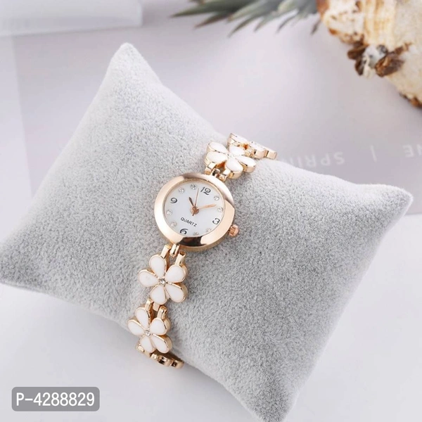 Bracelet Design Rose gold and White Strap Analog Watch For Girls - Off White
