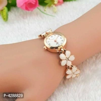 Bracelet Design Rose gold and White Strap Analog Watch For Girls - Off White
