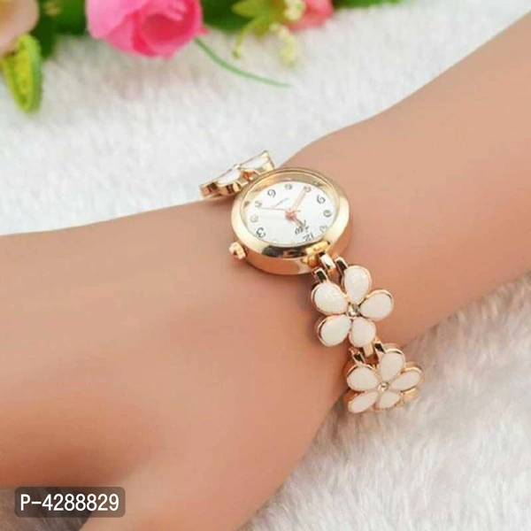 Bracelet Design Rose gold and White Strap Analog Watch For Girls - Off White