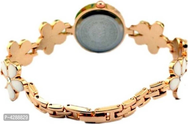 Bracelet Design Rose gold and White Strap Analog Watch For Girls - Off White