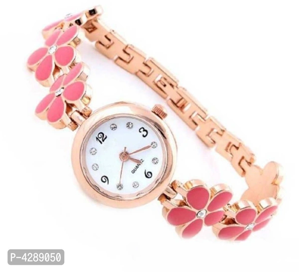 Bracelet Design Rose gold and Pink Strap Analog Watch For Girls - Pink