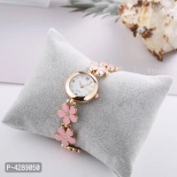 Bracelet Design Rose gold and Pink Strap Analog Watch For Girls - Pink