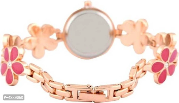 Bracelet Design Rose gold and Pink Strap Analog Watch For Girls - Pink
