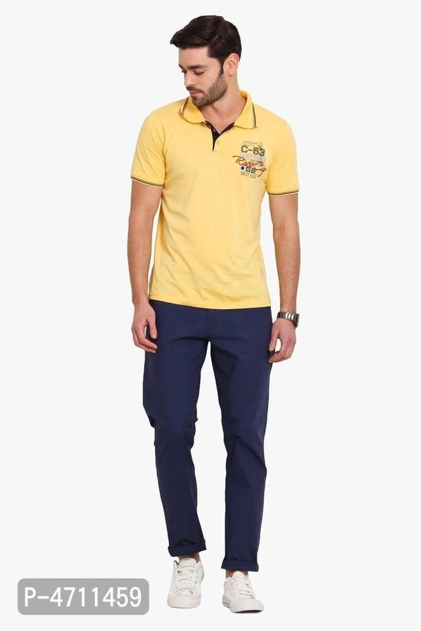 Stylish Cotton Navy Blue Solid Smart Fit Chinos For Men - Navy Blue, 32 inches