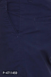 Stylish Cotton Navy Blue Solid Smart Fit Chinos For Men - Navy Blue, 34 inches