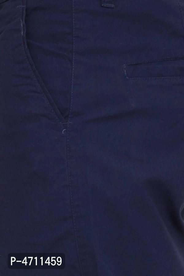 Stylish Cotton Navy Blue Solid Smart Fit Chinos For Men - Navy Blue, 34 inches