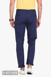 Stylish Cotton Navy Blue Solid Smart Fit Chinos For Men - Navy Blue, 38 inches